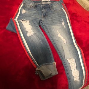 Great side stripe jeans NEVER WORN